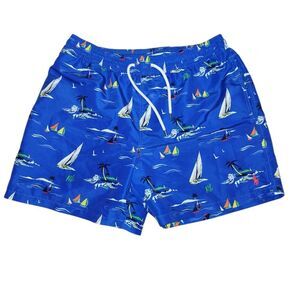 Polo Ralph Lauren Men's Size XL Blue Sailboat  Board Shorts Lined Swim Trunks